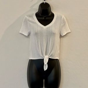 White Tie Front Crop Top
